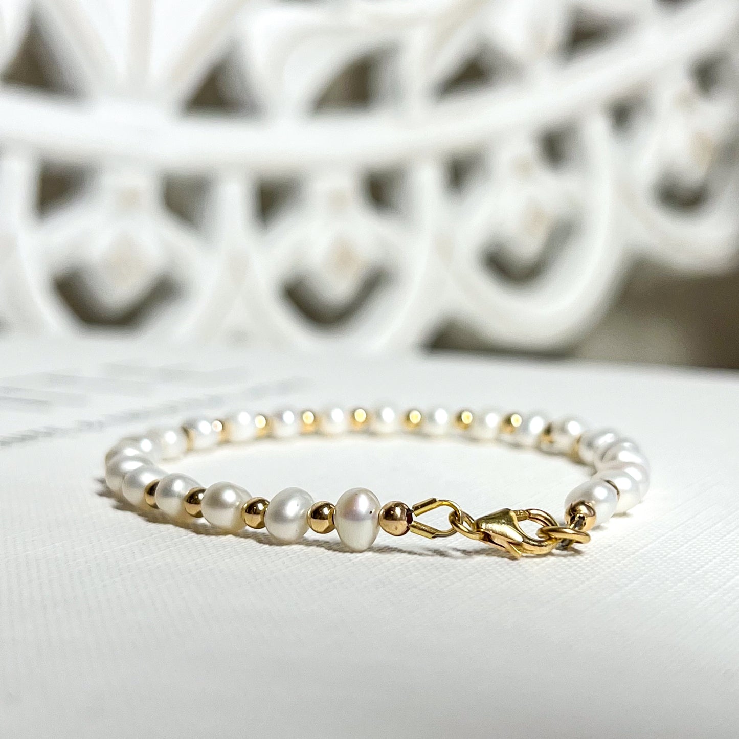 Dainty Freshwater Pearl Handmade Clasp Bracelet - Gold or Silver Options