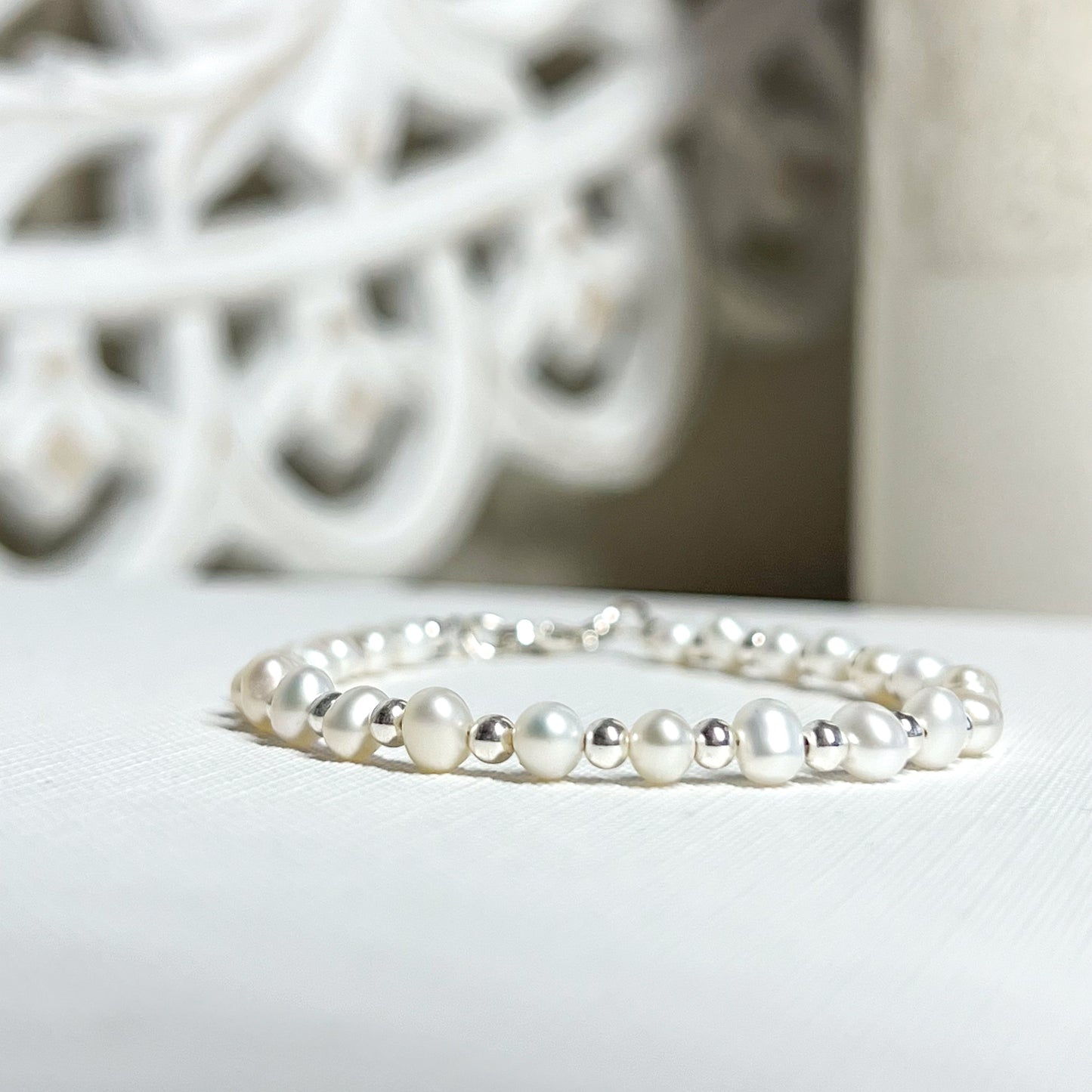 Dainty Freshwater Pearl Handmade Clasp Bracelet - Gold or Silver Options