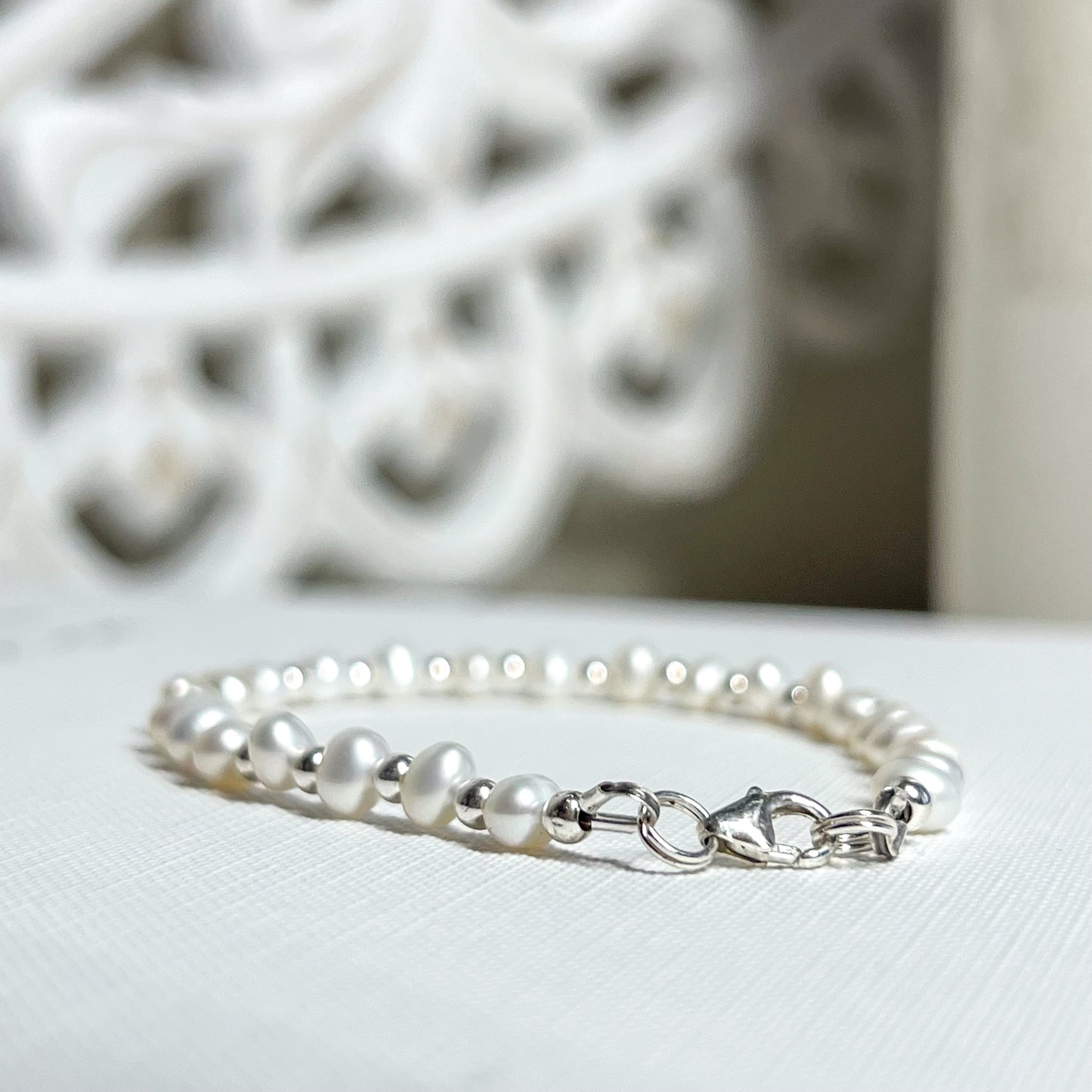 Dainty Freshwater Pearl Handmade Clasp Bracelet - Gold or Silver Options