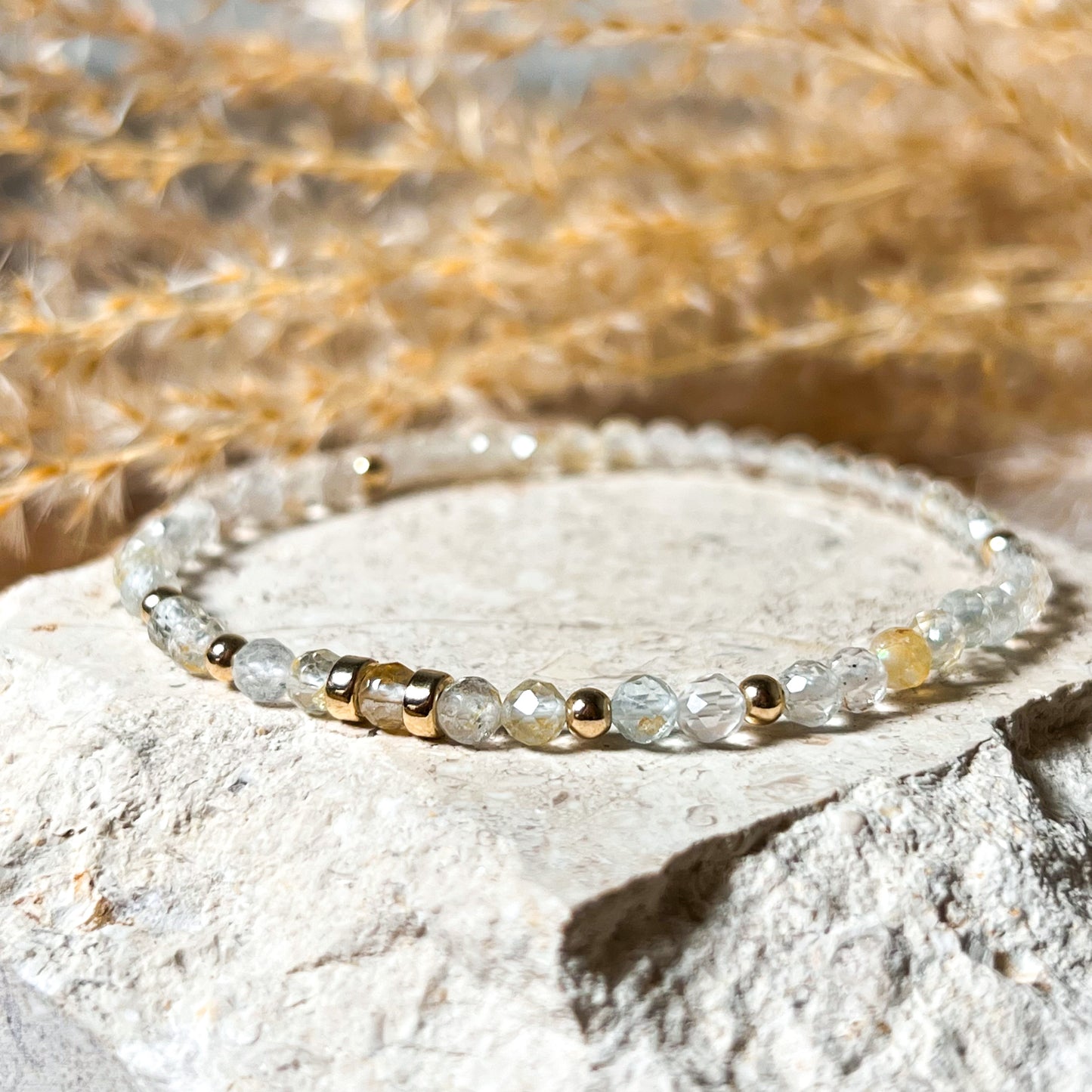 Dainty Topaz 4mm Faceted Stretch Bracelet