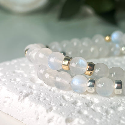 AAA Moonstone Round Stretch Bracelet (6mm)- Customised